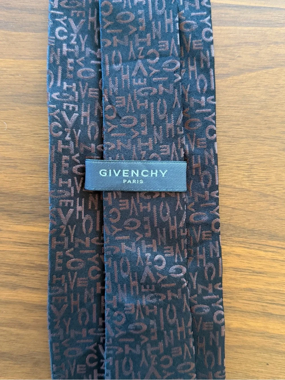 Givenchy Blue and Brown Logo Silk Tie